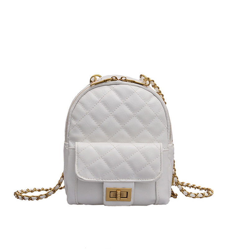 Backpack All-Match Rhombus Small Backpack Chain School Bag