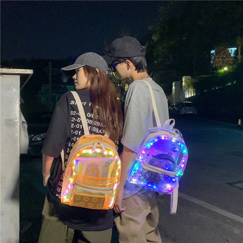 Transparent Backpack Electric Syllable Beach Plastic Backpack School Bag