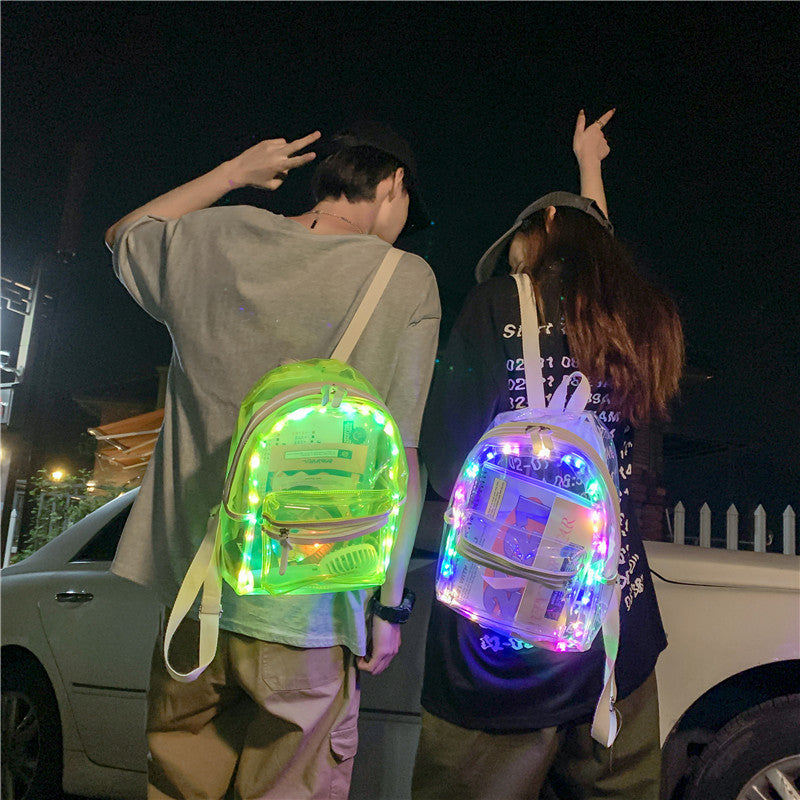 Transparent Backpack Electric Syllable Beach Plastic Backpack School Bag