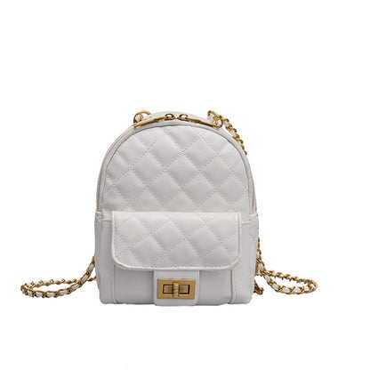 Backpack All-Match Rhombus Small Backpack Chain School Bag